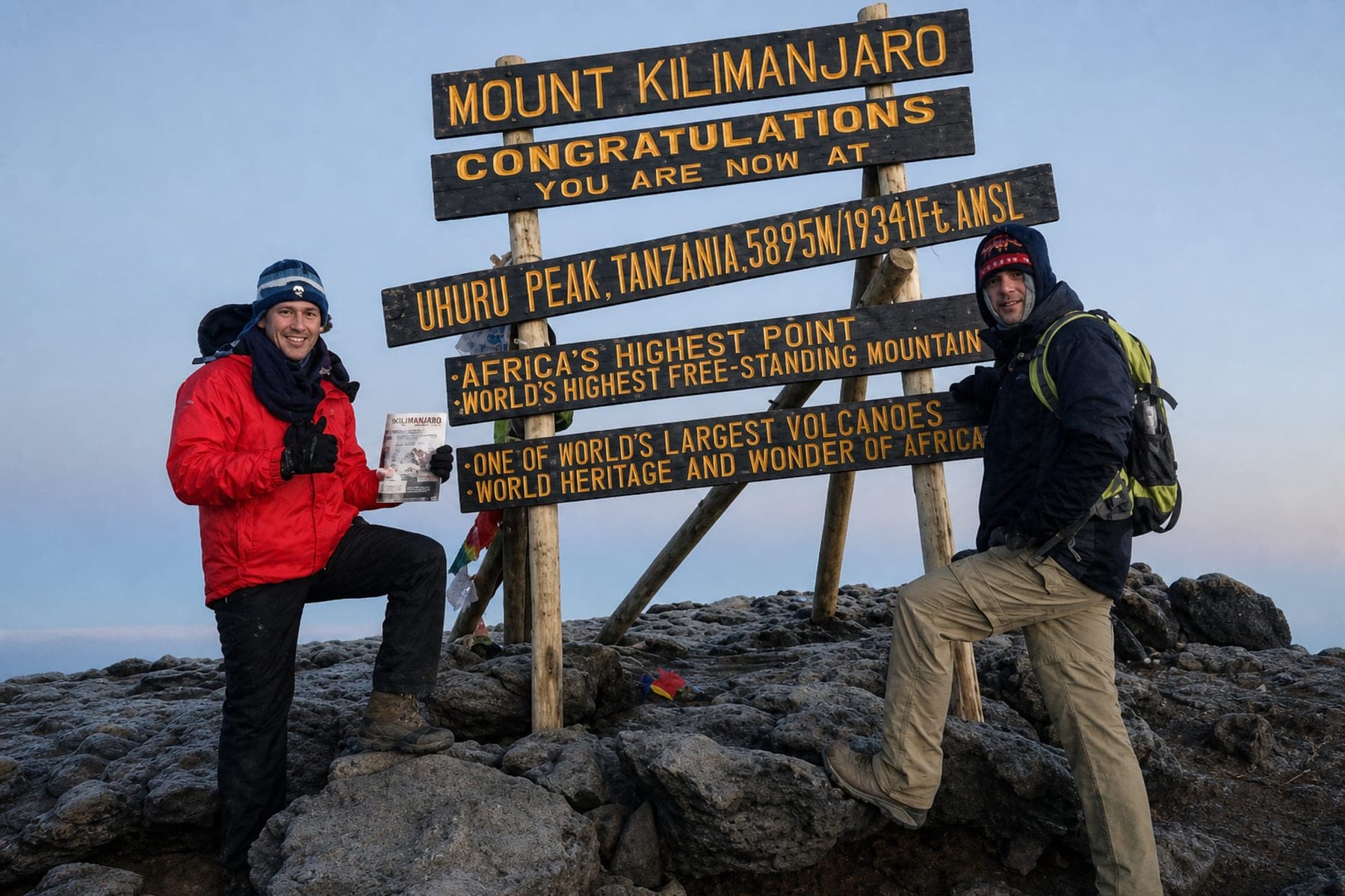 Uhuru Peak summit on Mount Kilimanjaro, Tanzania