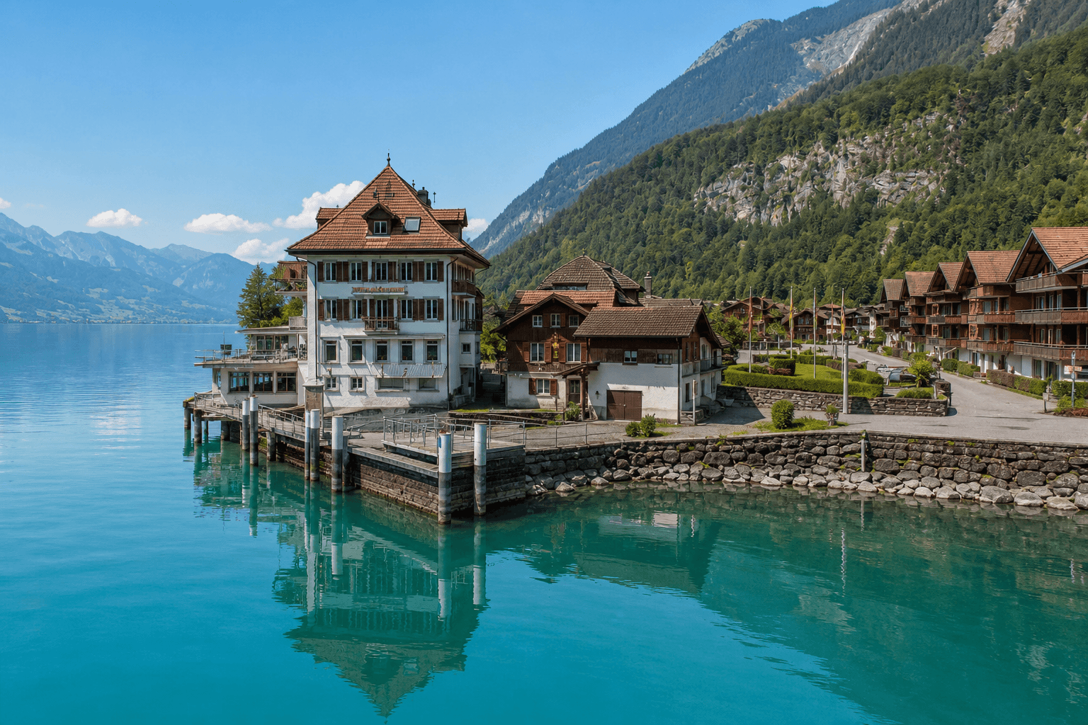 Iseltwald on Lake Brienz — beginner hut-to-hut ladder step 0