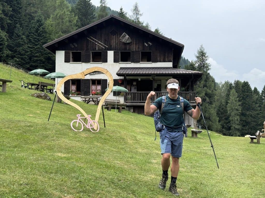 Lee at a Dolomites rifugio near the end of Alta Via 1