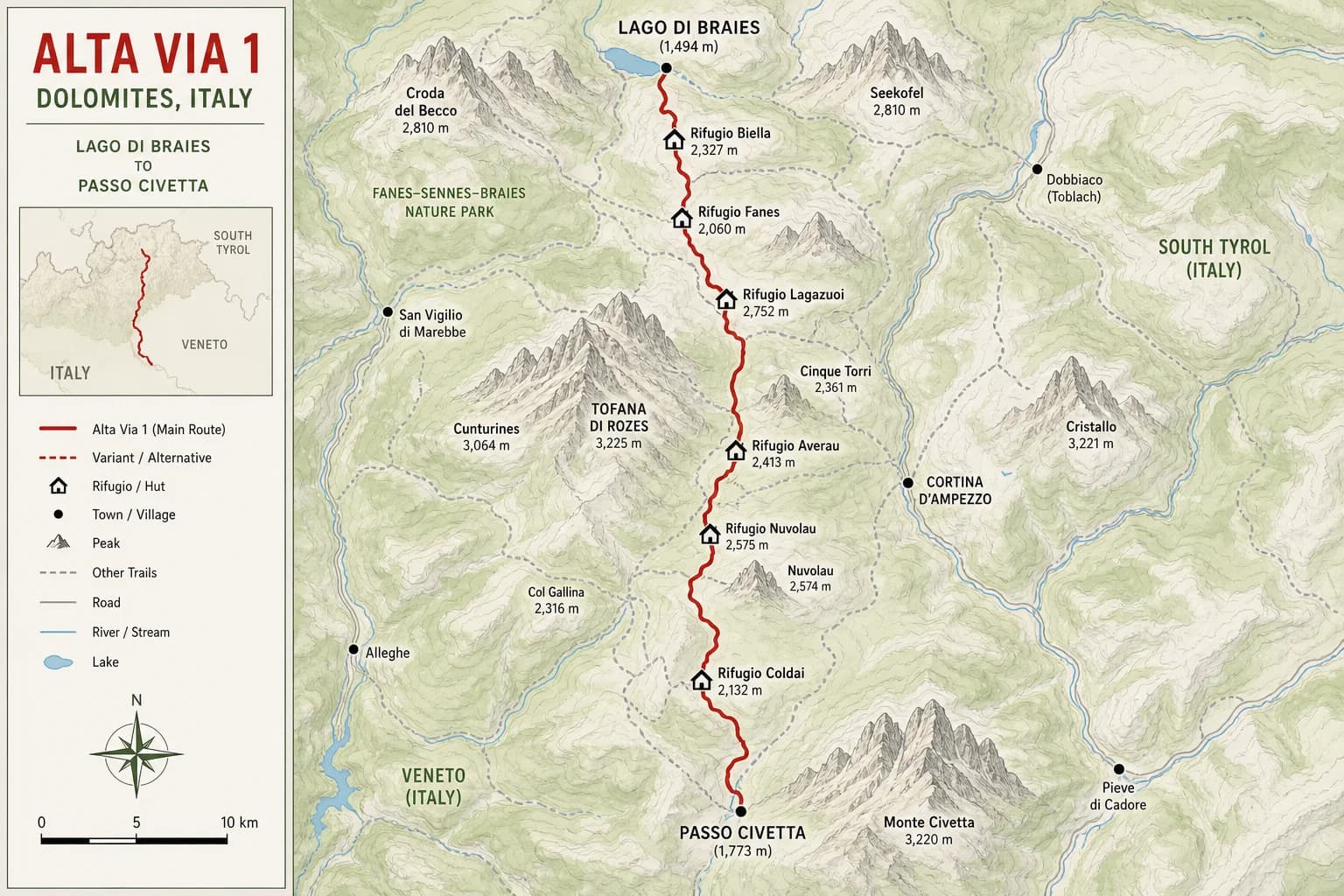 alta via 1 map