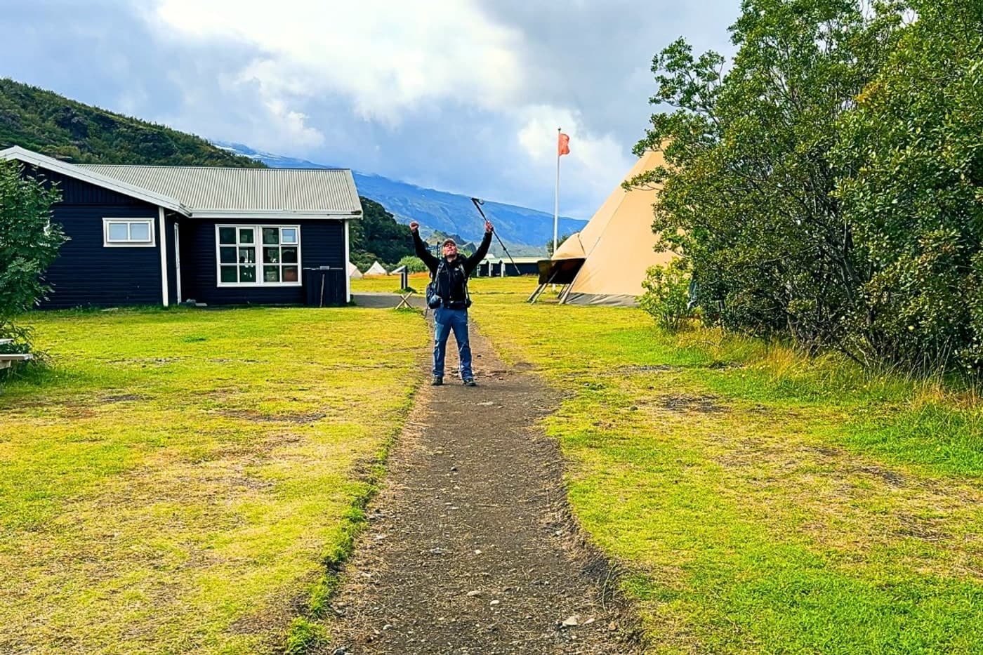 Finishing into Þórsmörk after the Fimmvörðuháls pass.