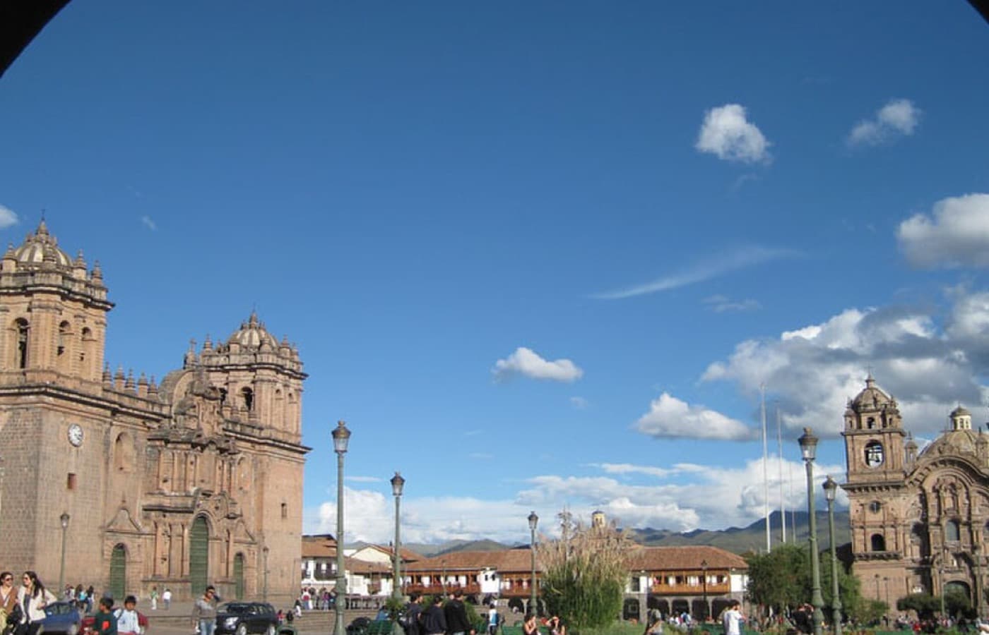 Cusco plaza staging for Inca Trail arrivals