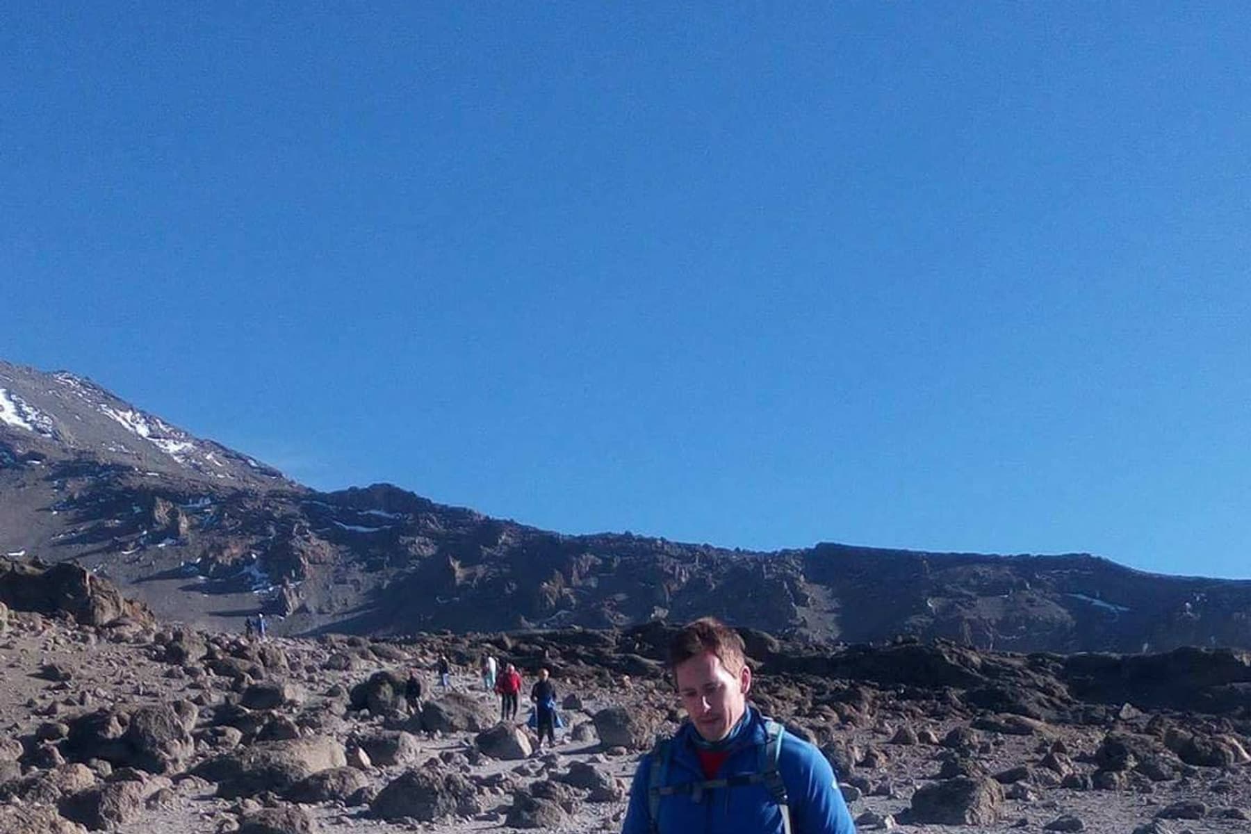 Steep rocky trail on Kilimanjaro's high slopes