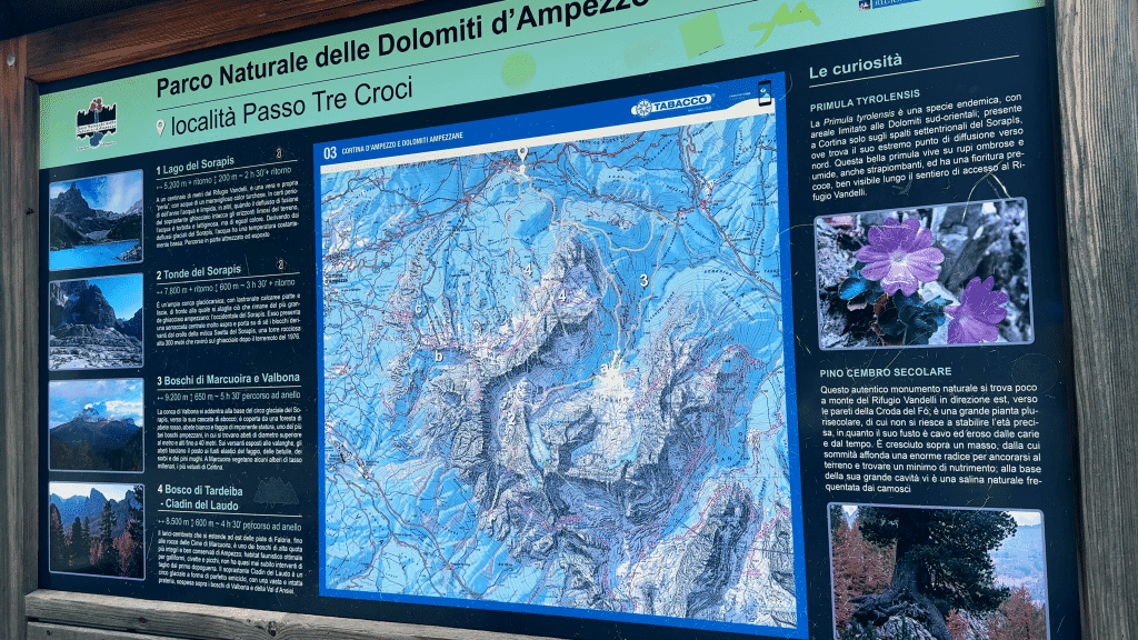 Trail route to Lago di Sorapis