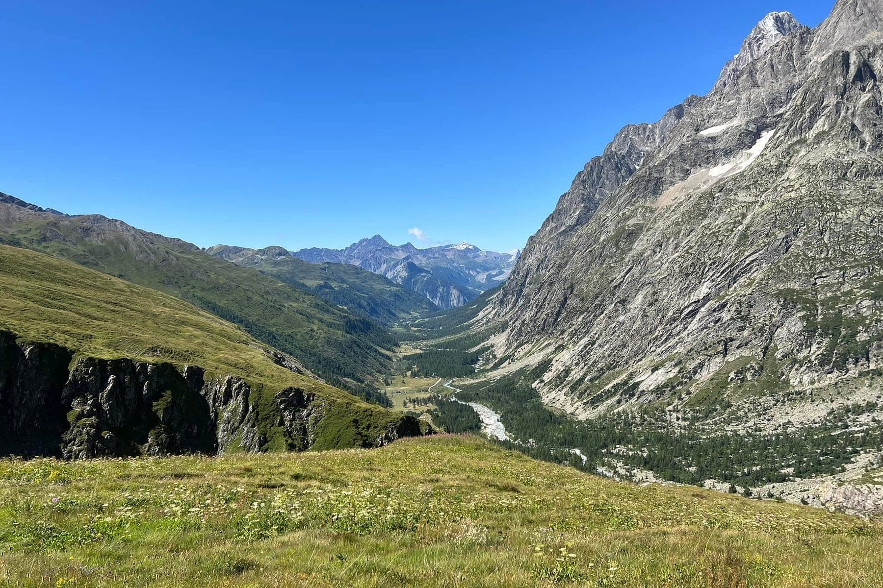 Alpine valley vista on the Tour du Mont Blanc