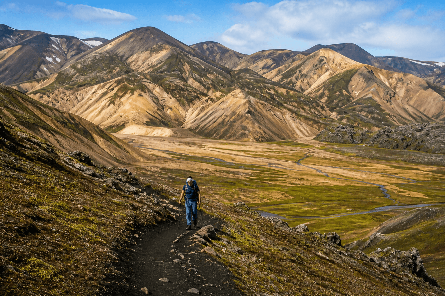 Laugavegur trail through the Icelandic highlands
