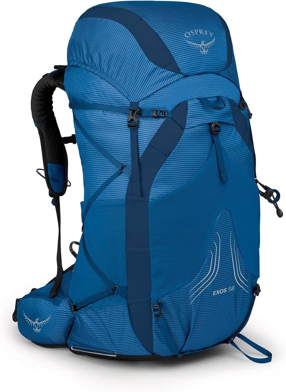 Hiker with a trekking backpack on an alpine trail