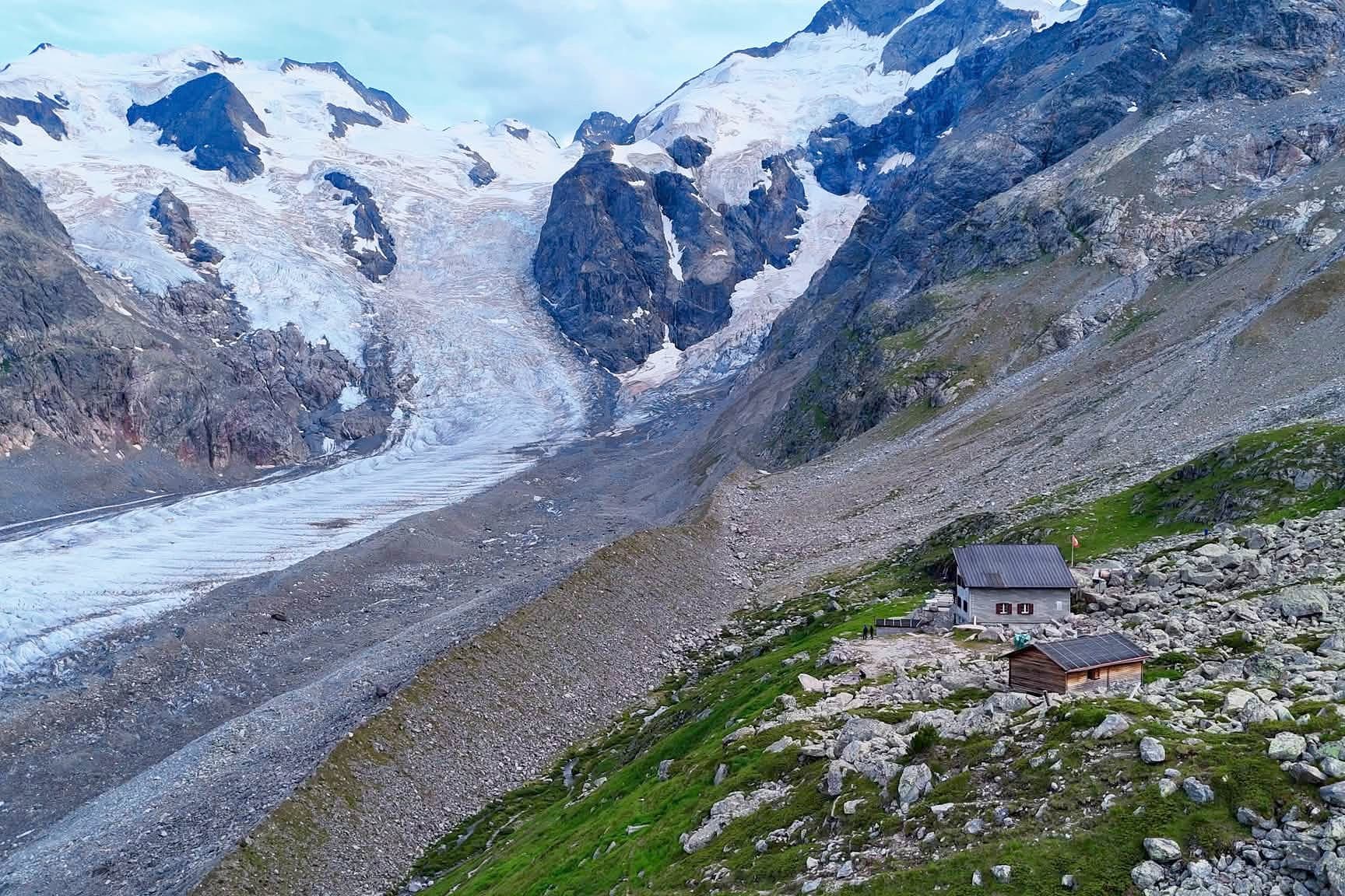 Glacier tongue views on the Bernina Trek