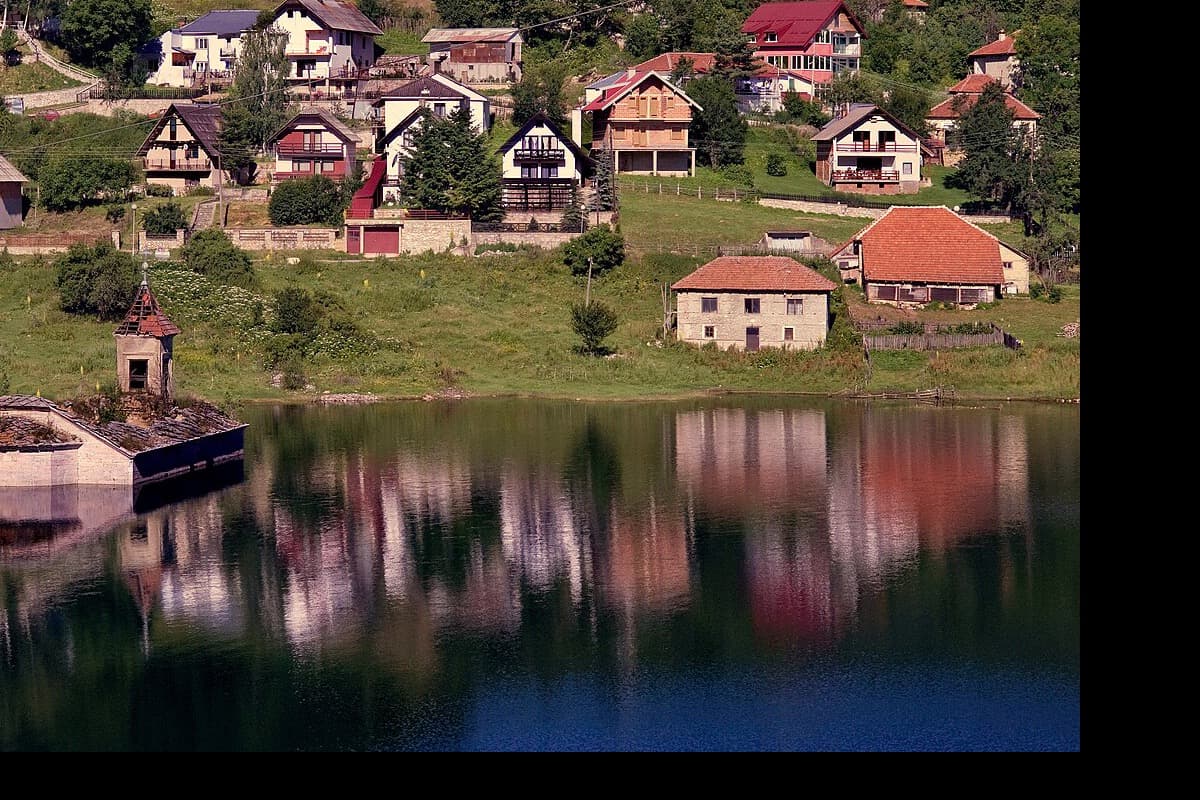 Sunken church on Mavrovo Lake — North Macedonia itinerary