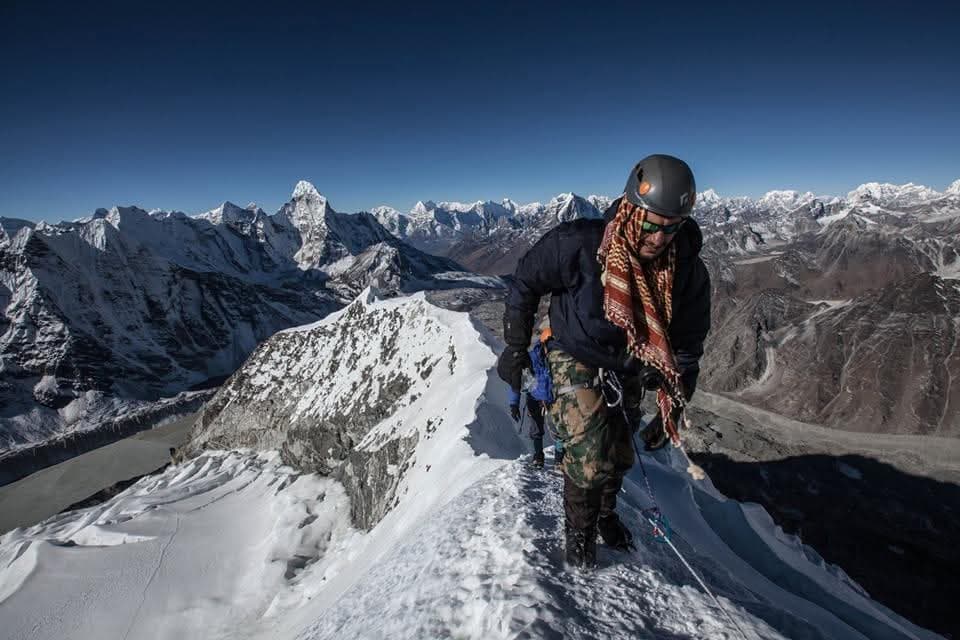 Summit ridge on Island Peak (Imja Tse), Khumbu, Nepal