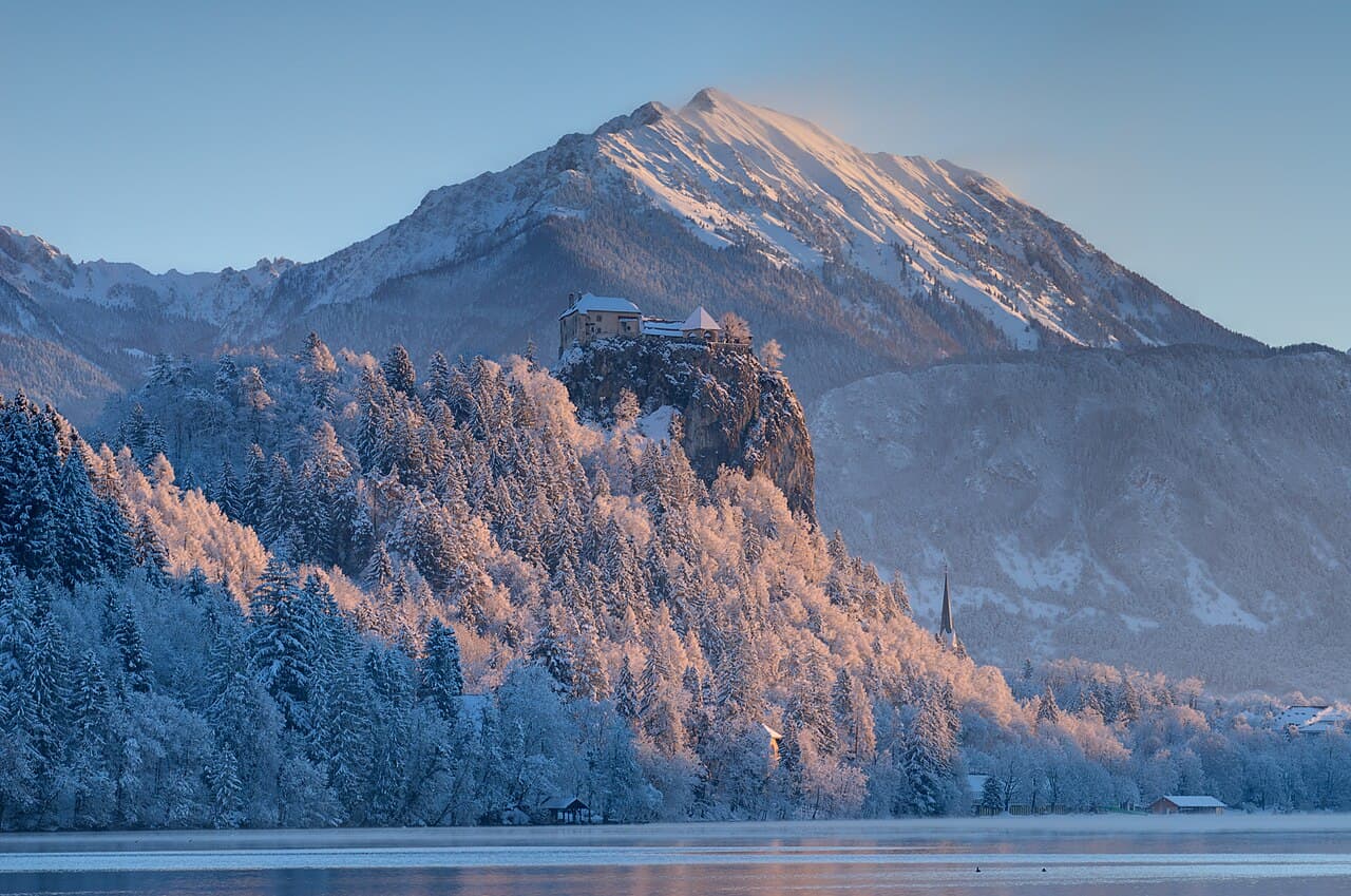 Lake Bled with Bled Island and Julian Alps, Slovenia