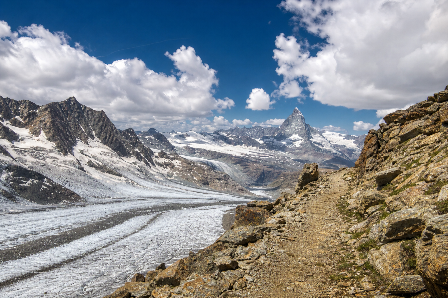 High alpine trail between Chamonix and Zermatt — Walker’s Haute Route country