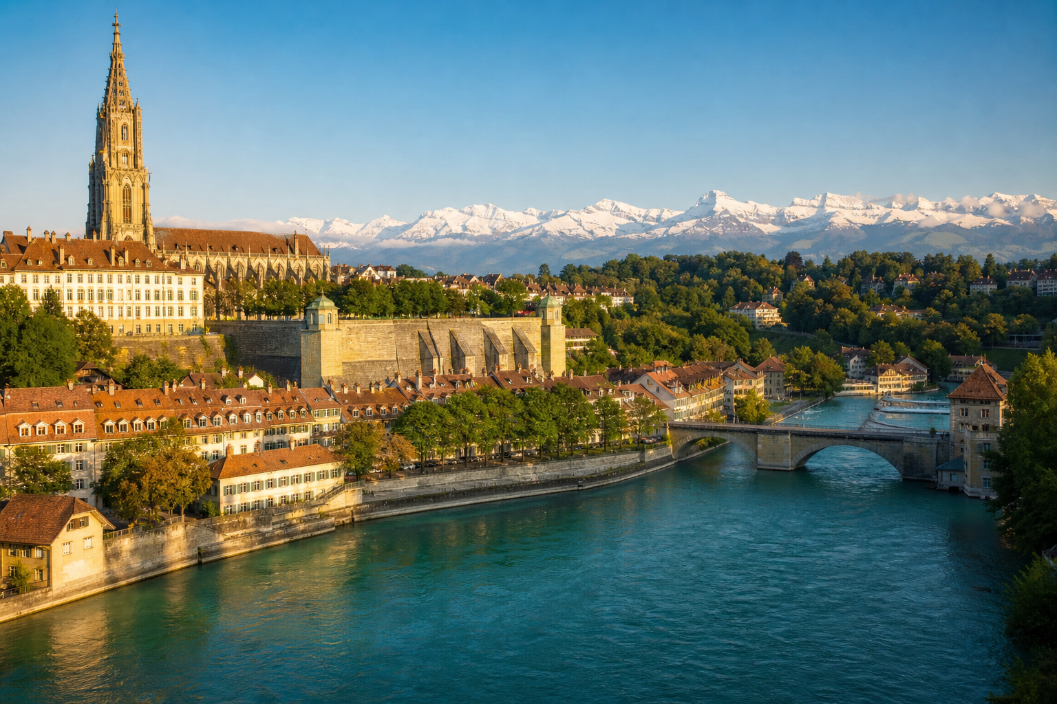 Bern old town and the Aare river, Switzerland