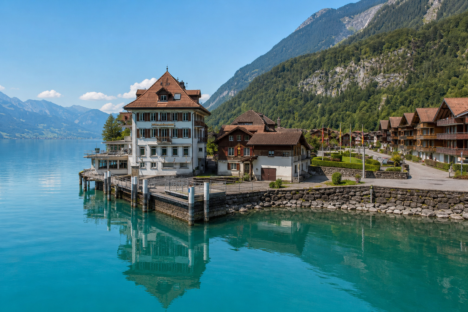 Iseltwald on Lake Brienz — beginner hut-to-hut ladder step 0