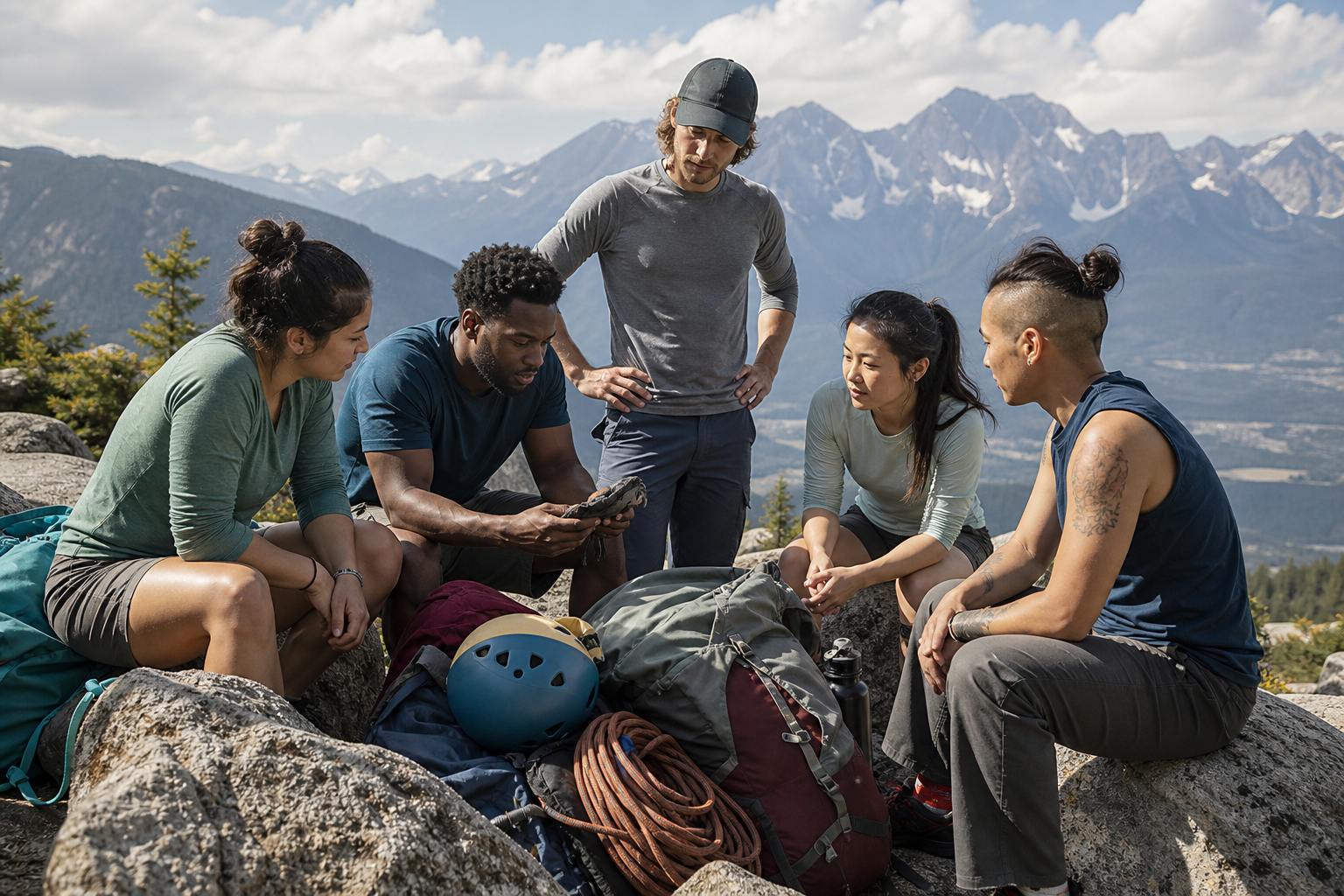 Hikers deciding who a piece of gear is for