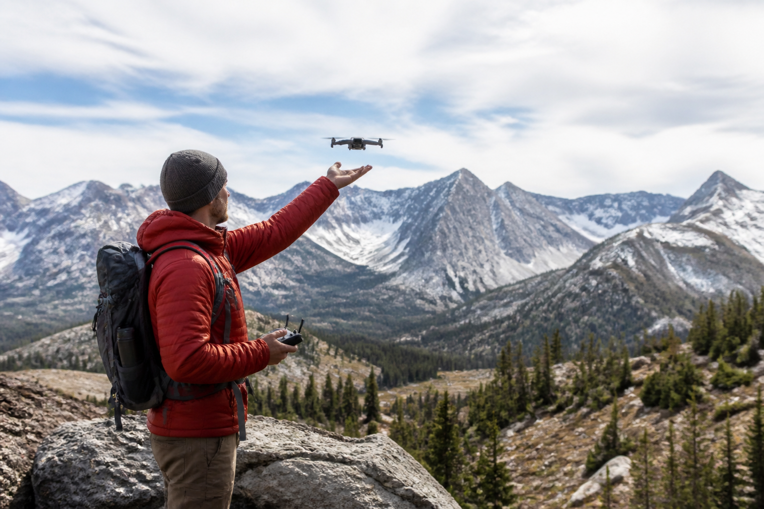 Launching a hiking drone with trail awareness