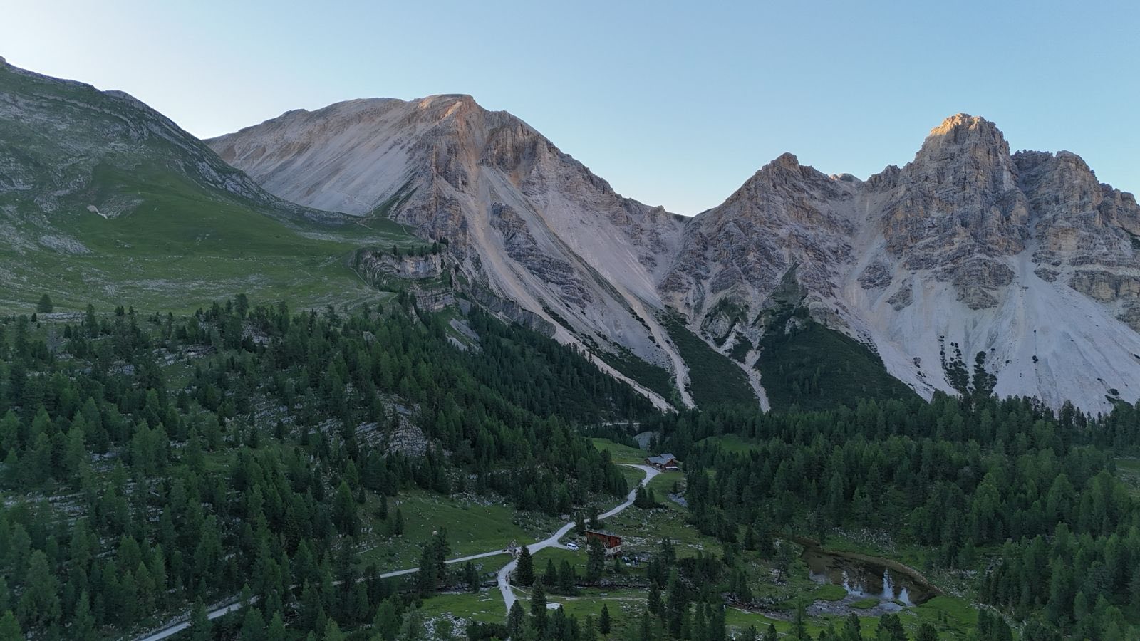 High alpine trail on Alta Via 1 in the Dolomites