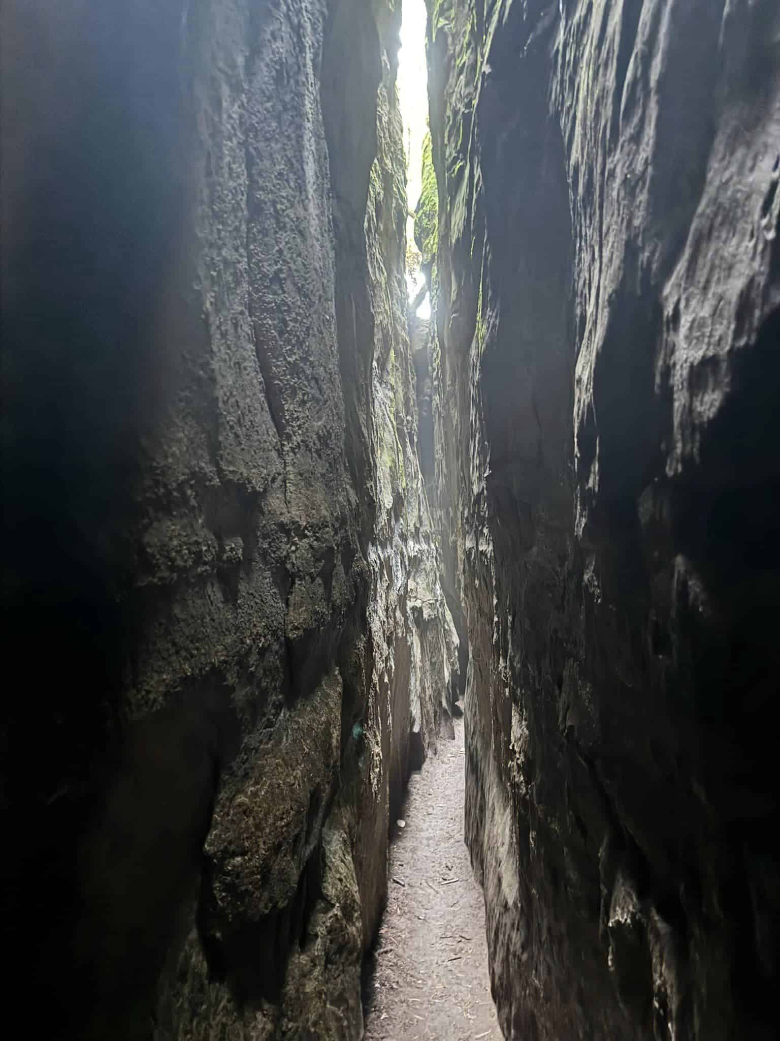 Narrow rock squeeze on Route 2