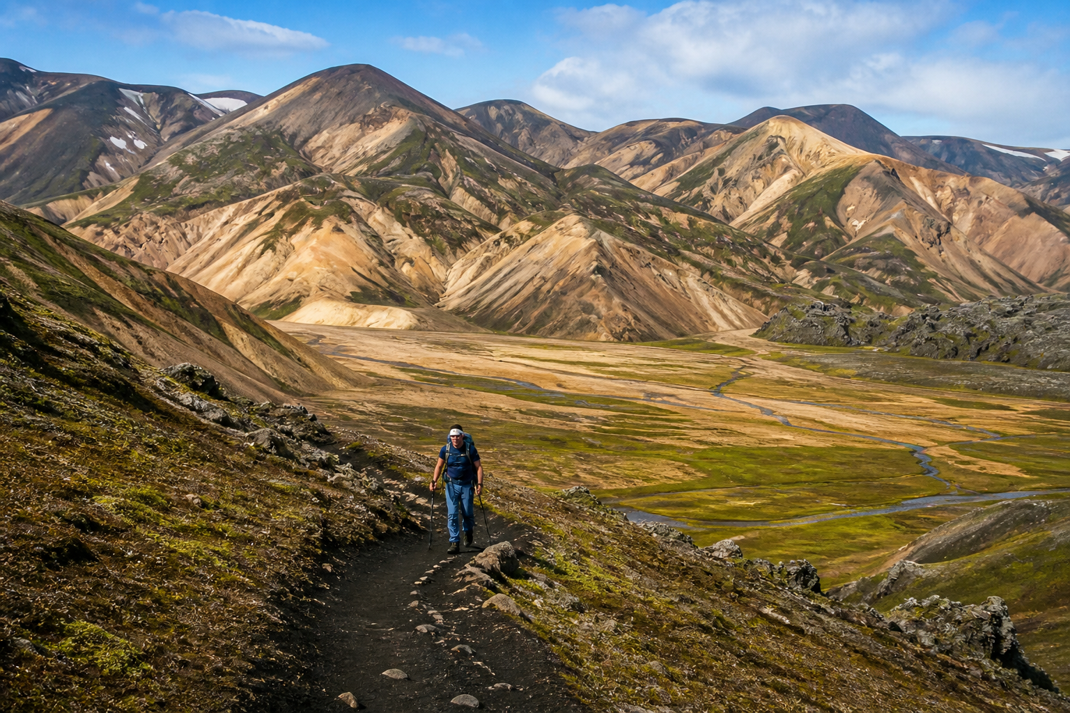 Laugavegur trail through the Icelandic highlands
