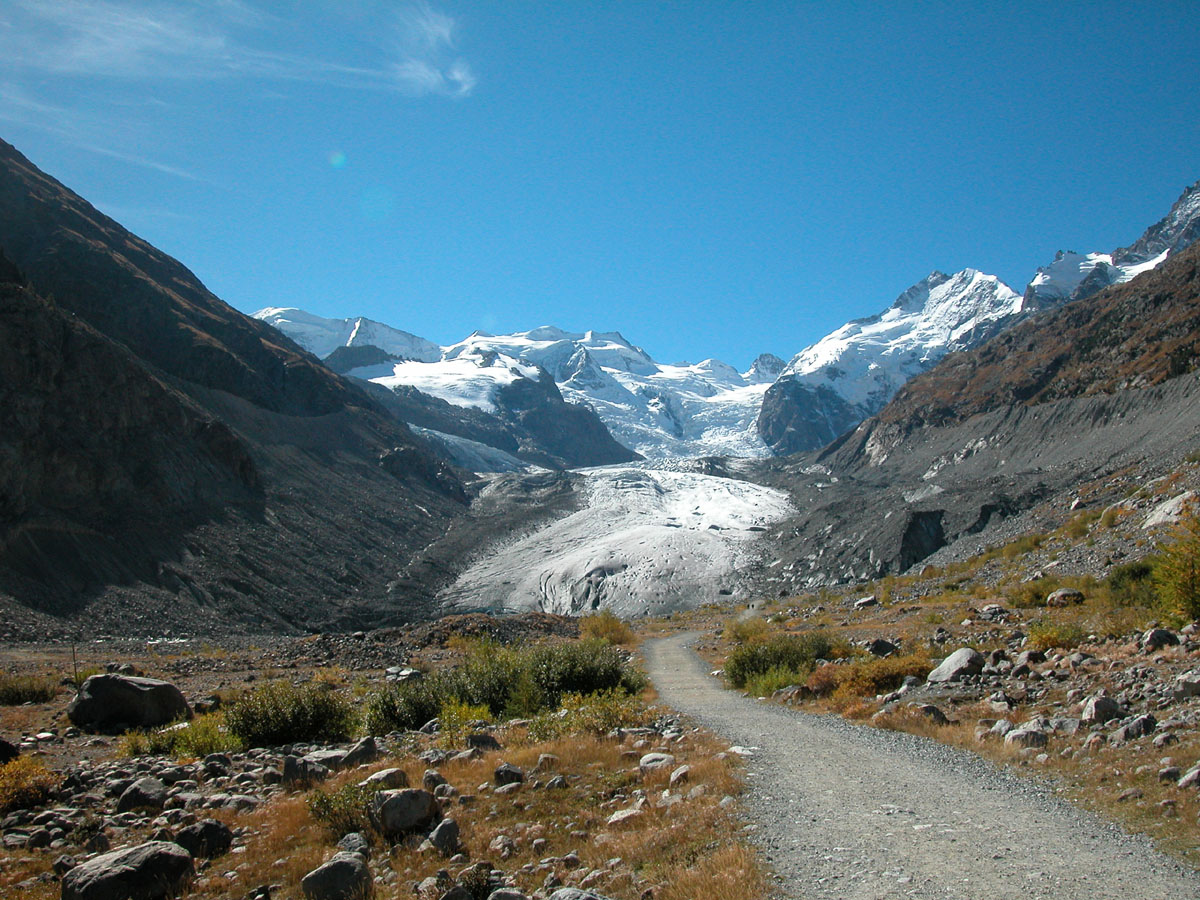 Morteratsch Glacier beside the Bernina Trek route