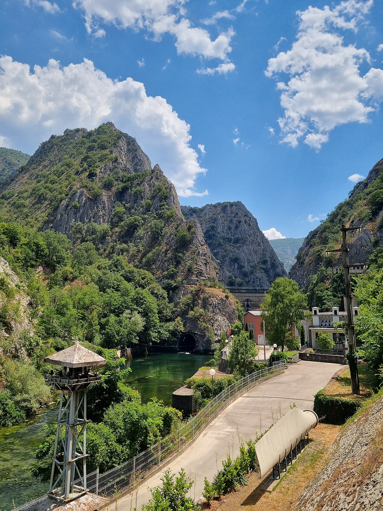 Turquoise water and limestone cliffs in Matka Canyon