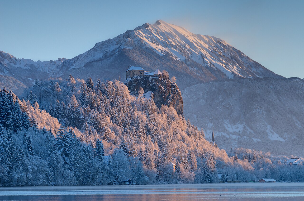 Lake Bled with Bled Island and Julian Alps, Slovenia